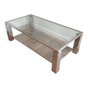 Chrome modernist coffee table. French work. Around 1970.