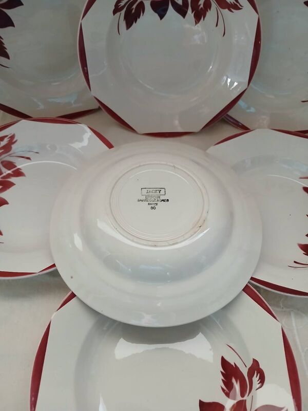 6 assiettes creuses anciennes Digoin et Sarreguemines