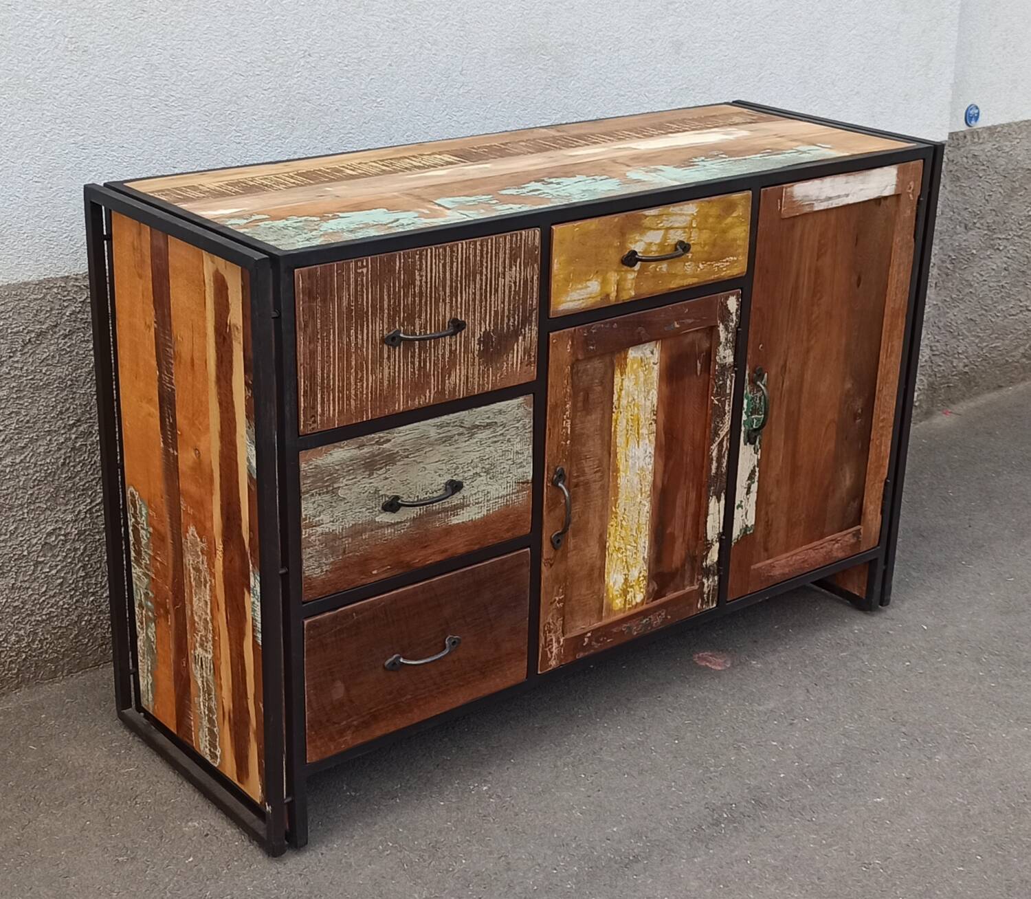 Colorful wooden sideboard