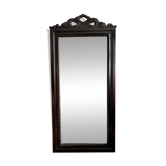 Grand miroir en bois ancien  à fronton sculpté style boho 118x57cm