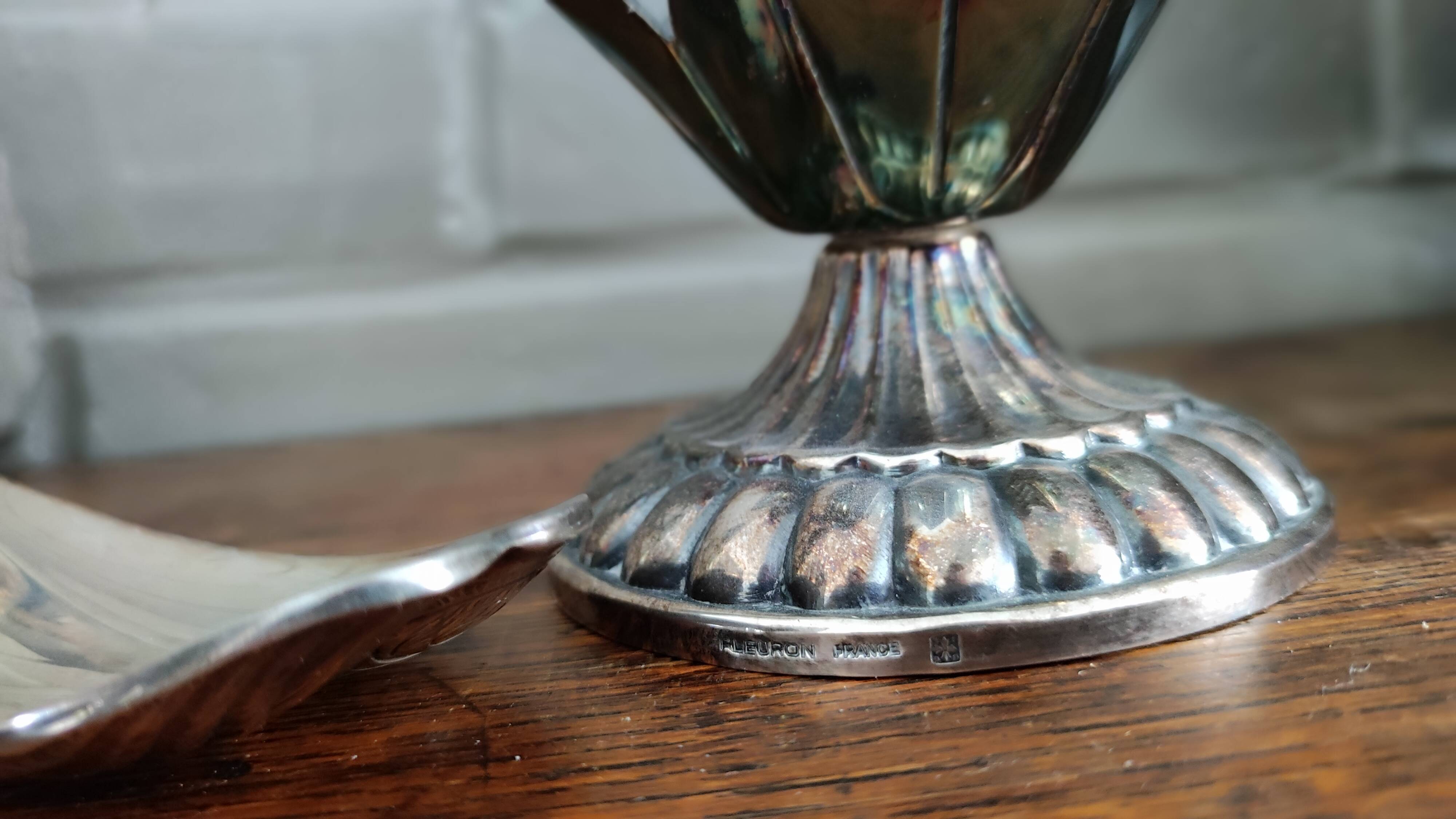 Vintage Christofle caviar spoon set Fleuron dolphin decoration