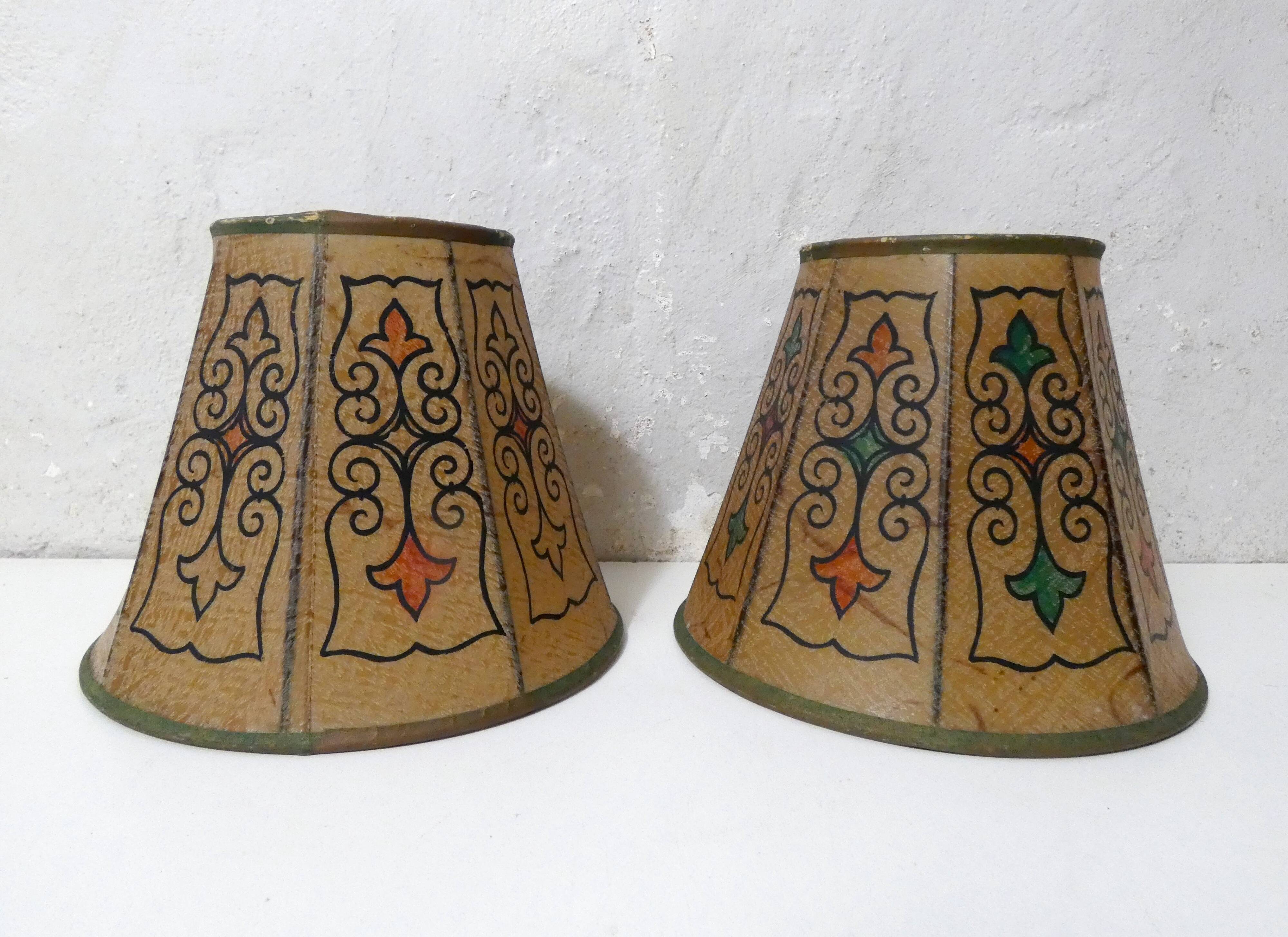 2 vintage leather clip lampshades