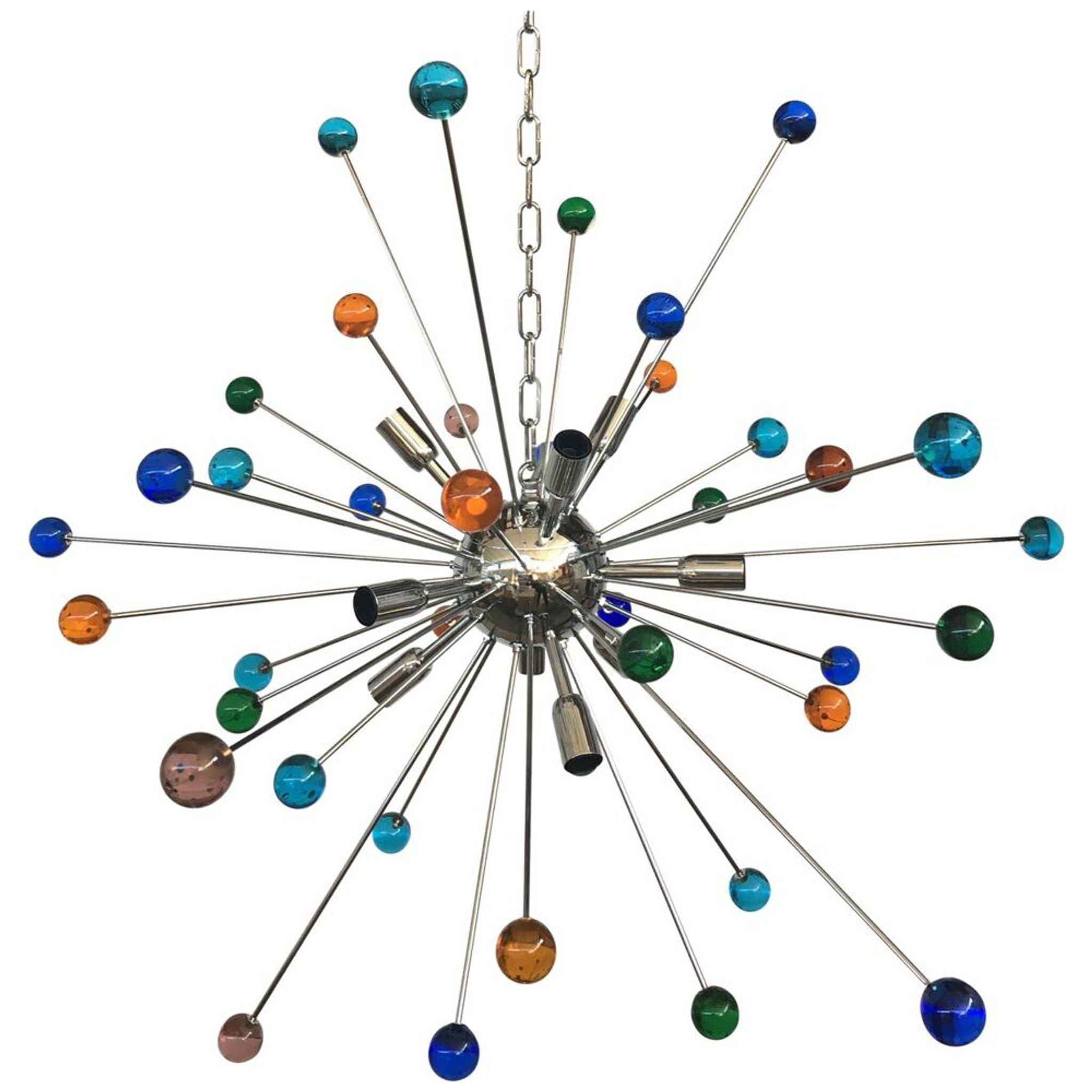 Lustre spoutnik en verre de murano multicolore « star »