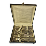 Set of 12 vintage dessert forks with pearl handles