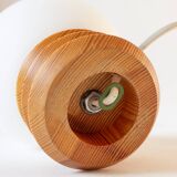 Small pine lamp with opaline ball lampshade, 70s/80s