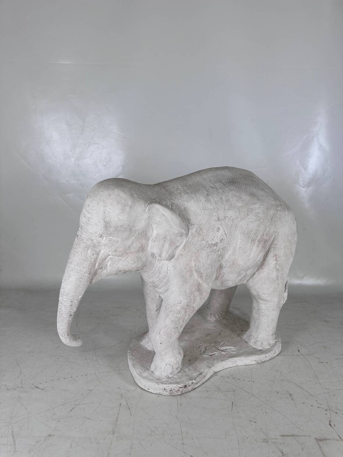 Large plaster elephant sculpture