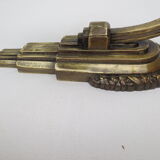 Art deco wall lamp in brass and soft blue opaline globe