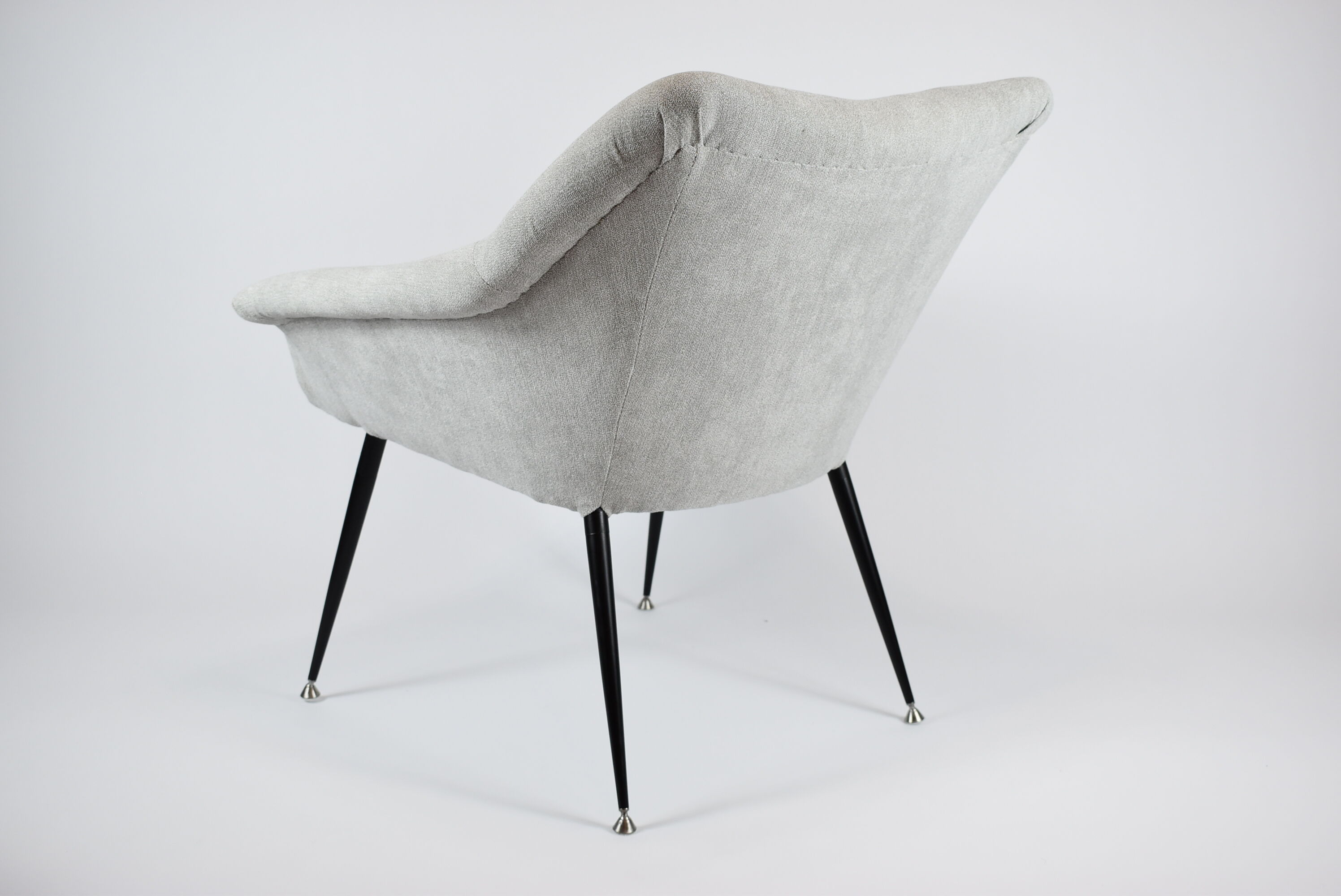 Vintage armchair "Shell", upholstered, Germany, 60s, grey fabric