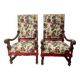 Pair of Renaissance style armchairs in solid walnut, 19th century