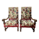 Pair of Renaissance style armchairs in solid walnut, 19th century