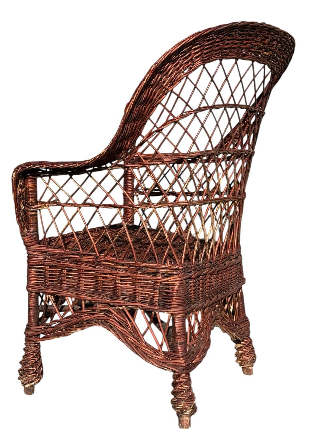Rattan and Wicker Armchair, France, 1980s