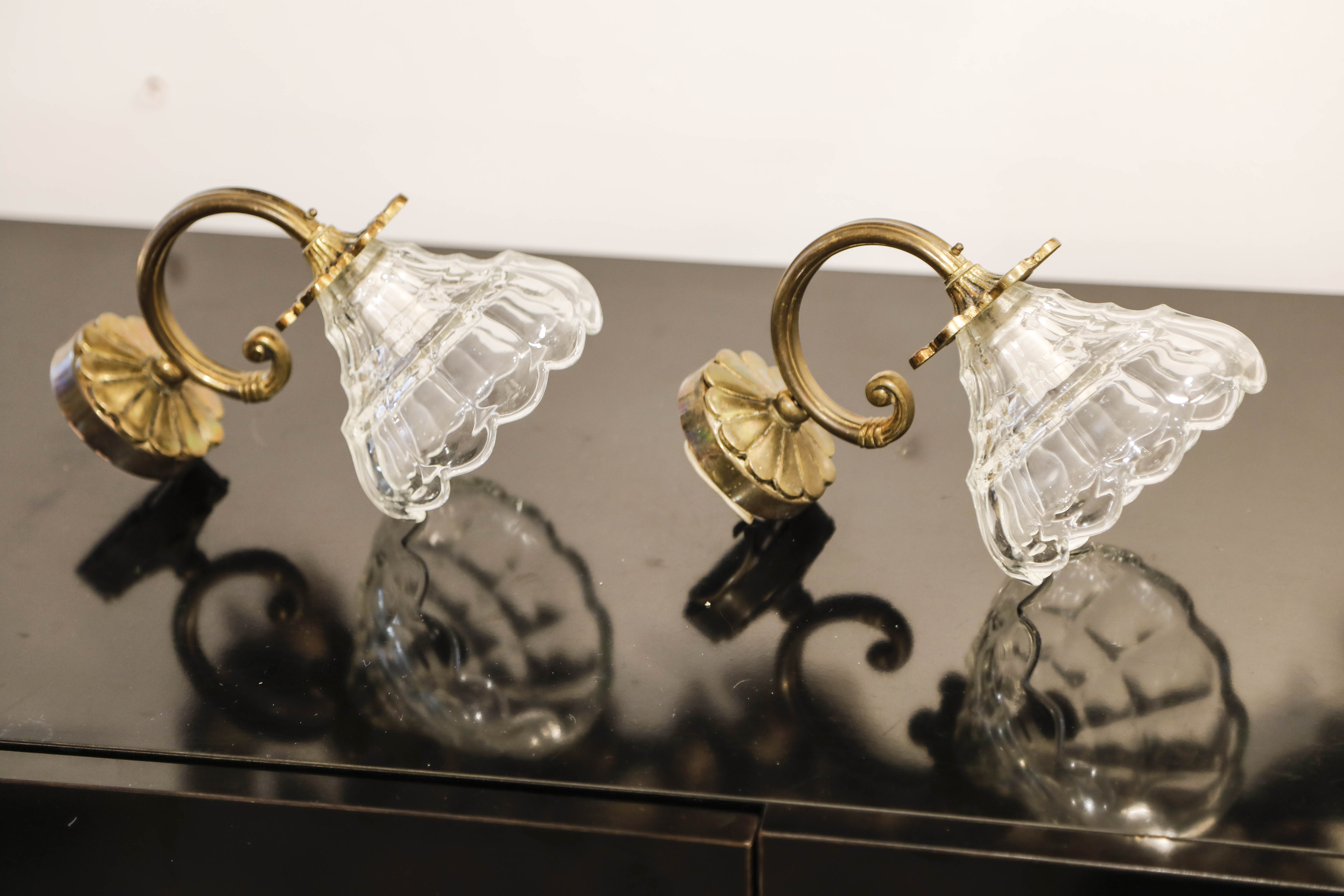 Pair wall light Murano faceted glass