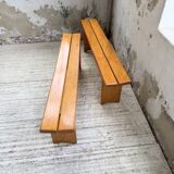 Pair of Charlotte Perriand Les Arcs pine benches