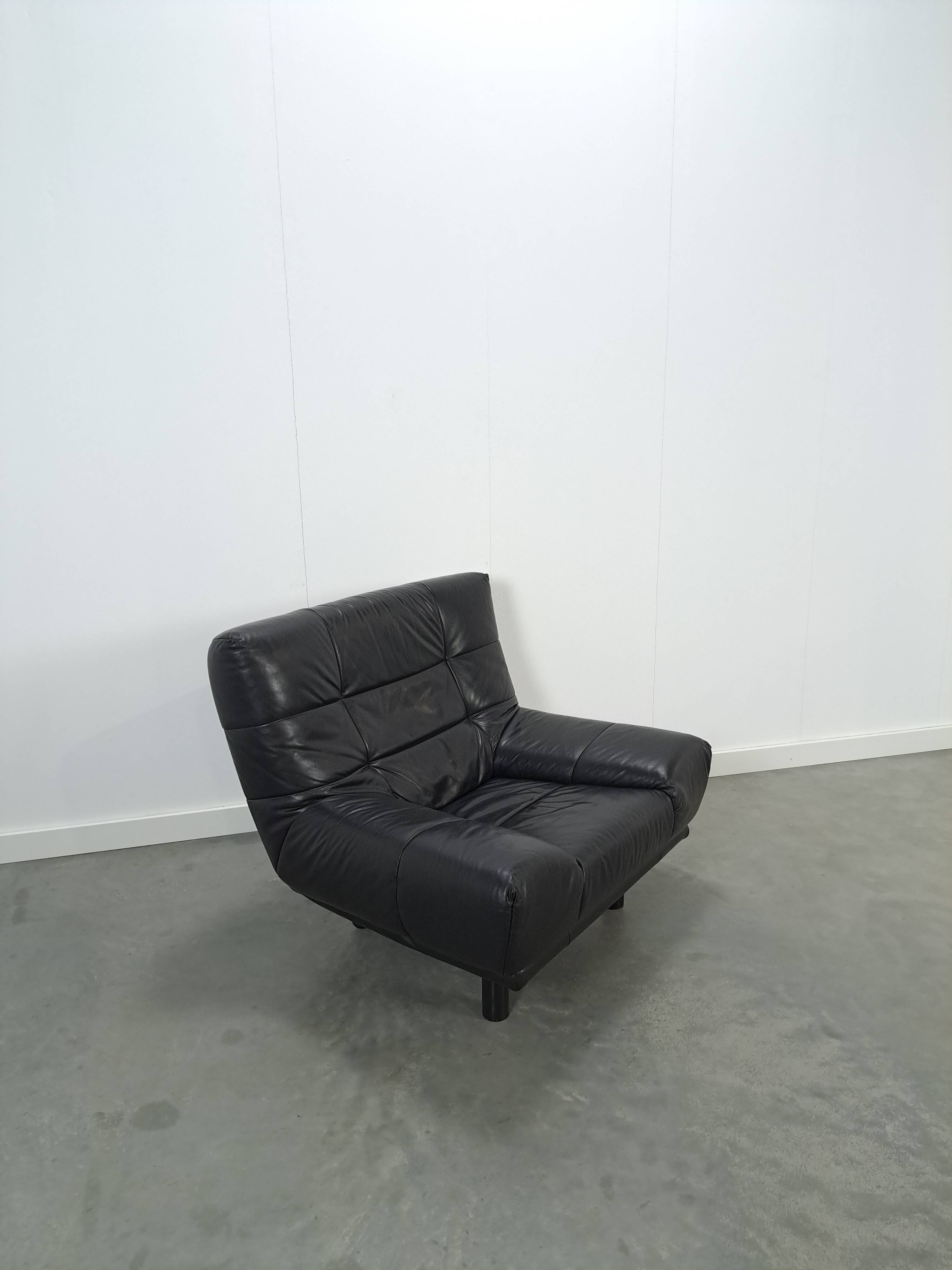 Vintage zwart leren fauteuil