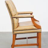 Cowhide Leather Chesterfield Dining / Side Chair in English Style