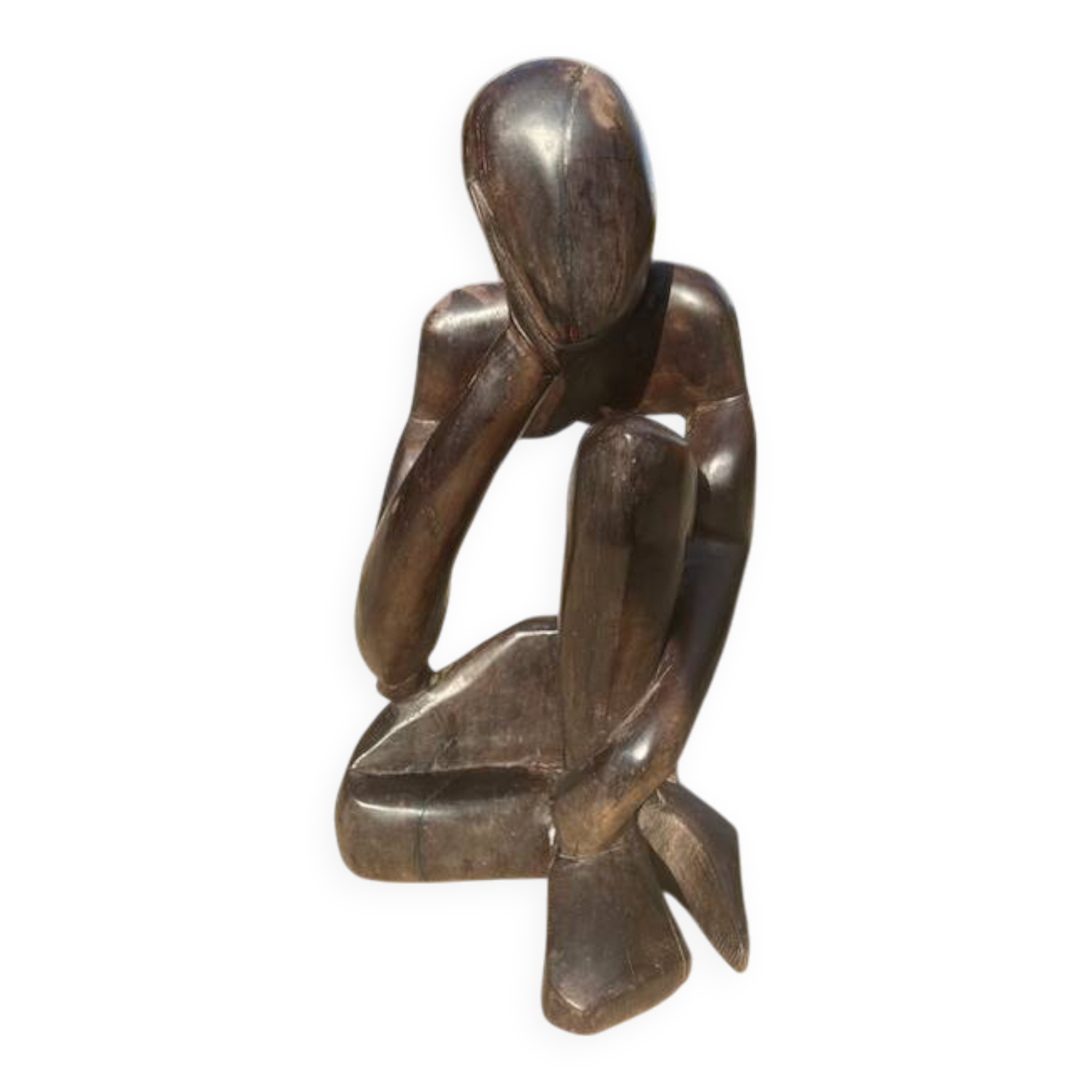 Wooden statue "the thinker"