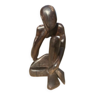 Wooden statue "the thinker"