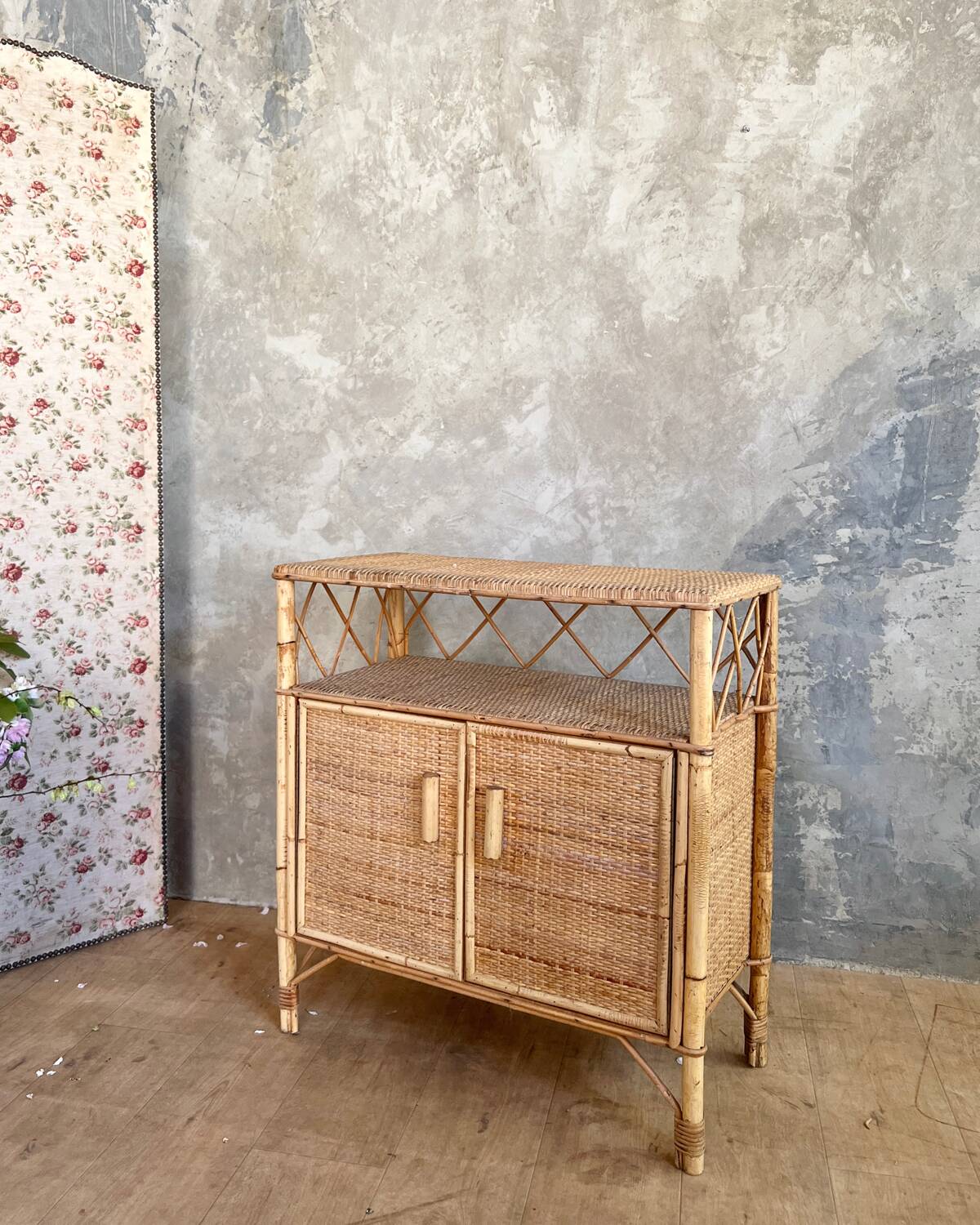 Vintage rattan sideboard