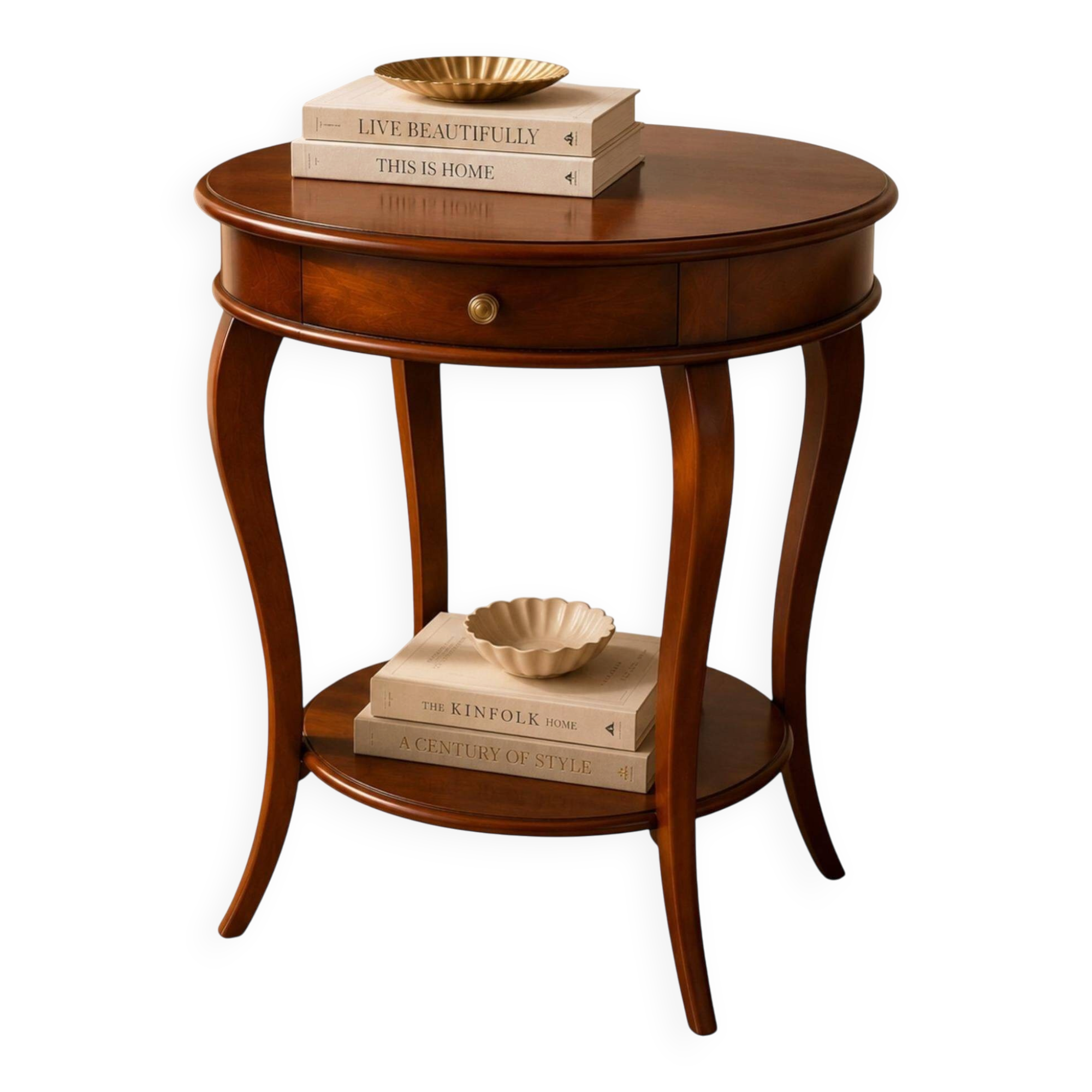 Late 20th Century Classical Style Round Side Table / Sewing Table