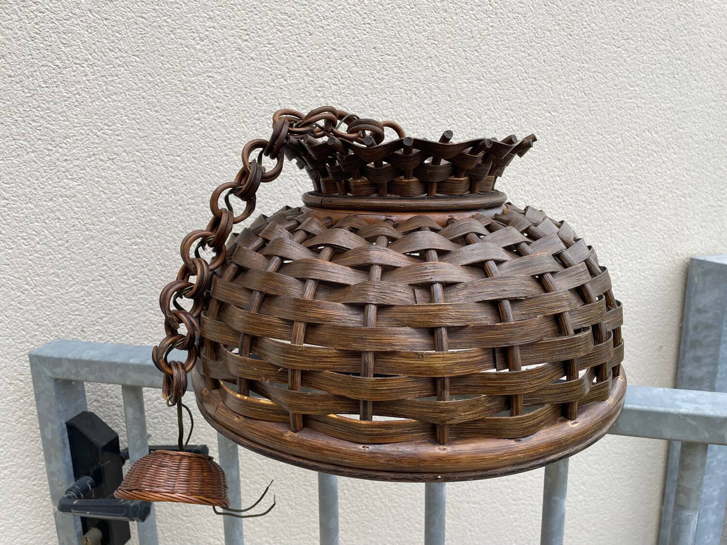 Pair of rattan ceiling lights