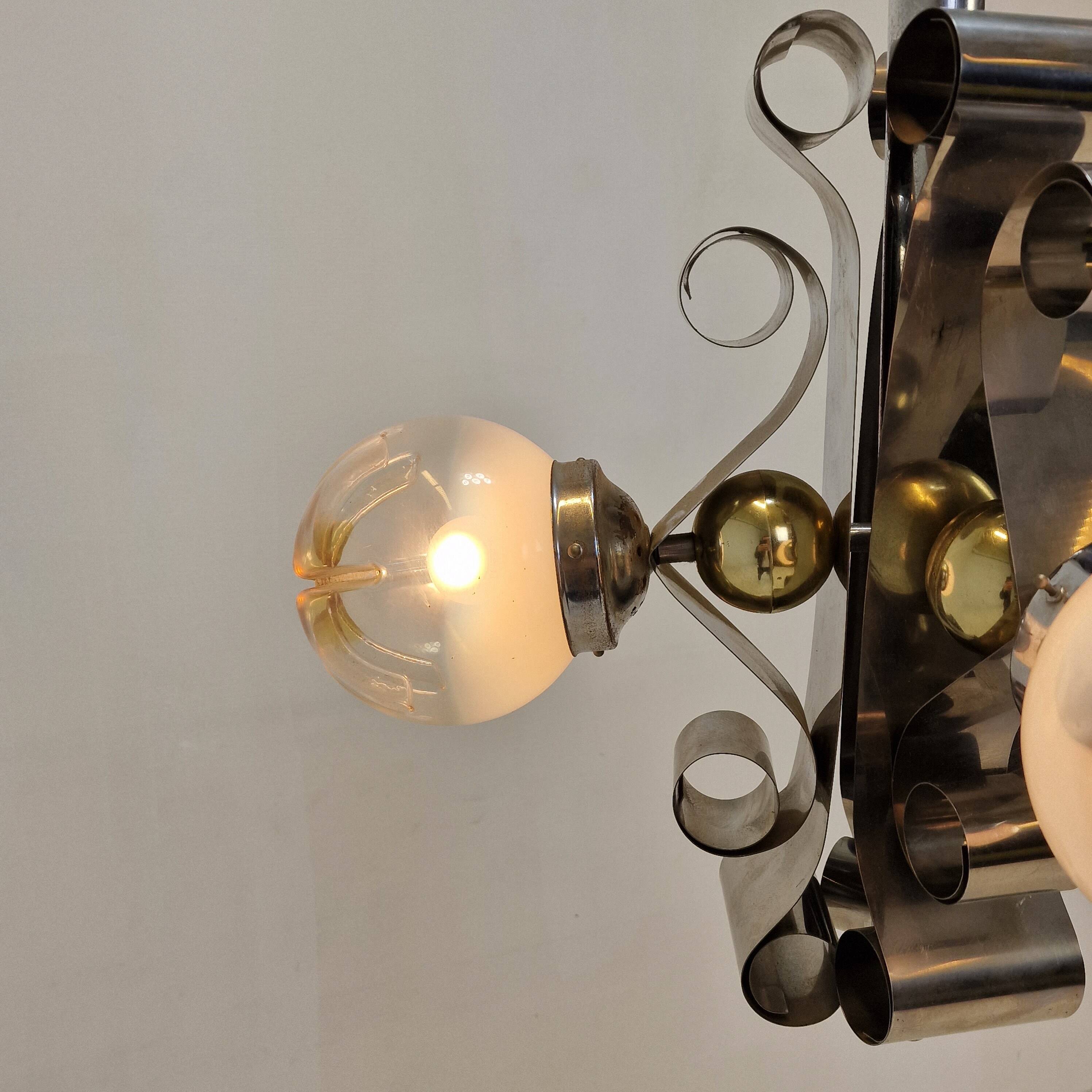 Vintage Mazzega Murano Pendant Light with 3 Glass Globes, Italy, circa 1970