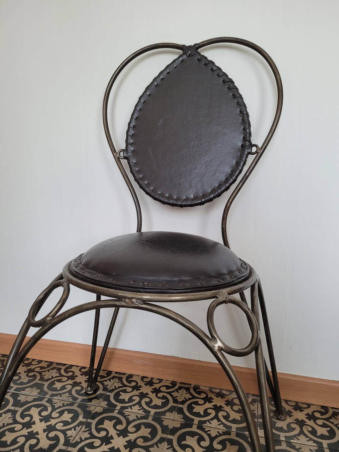 Metal and leather chair