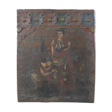 Painting on carved wood panel