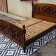 Wooden bed, geometric patterns, 140/190 cm