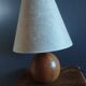Table lamp foot ball light wood, lampshade ecru paper, 1970's