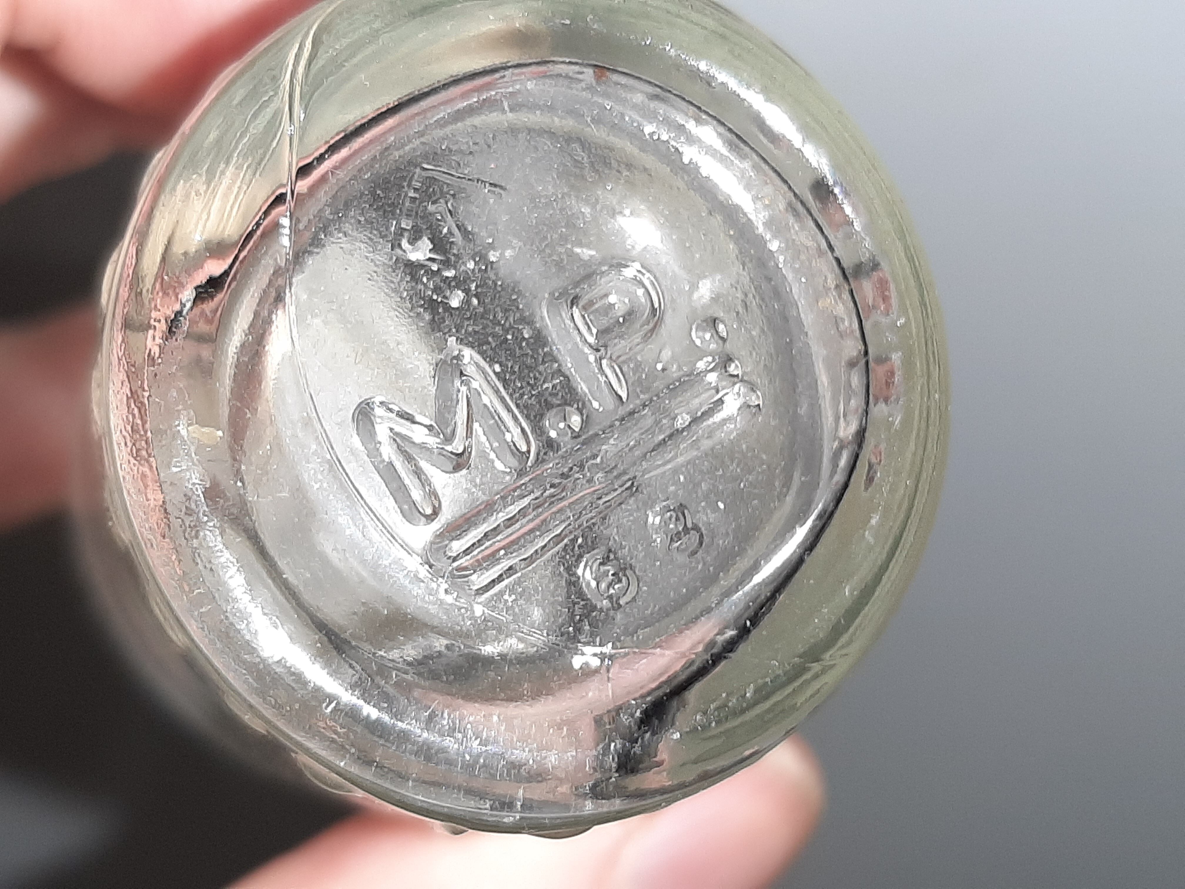 9 vintage thick glass spice bottles