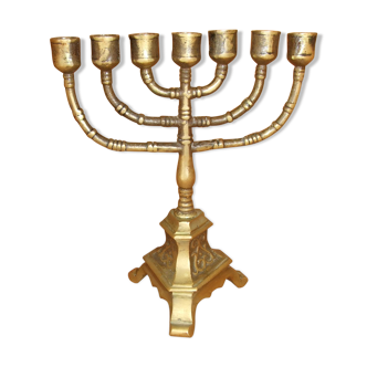 Ancient bronze menorah chandelier