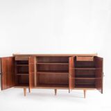 Vintage high buffet. Oak and mahogany veneer, France, 1960s.