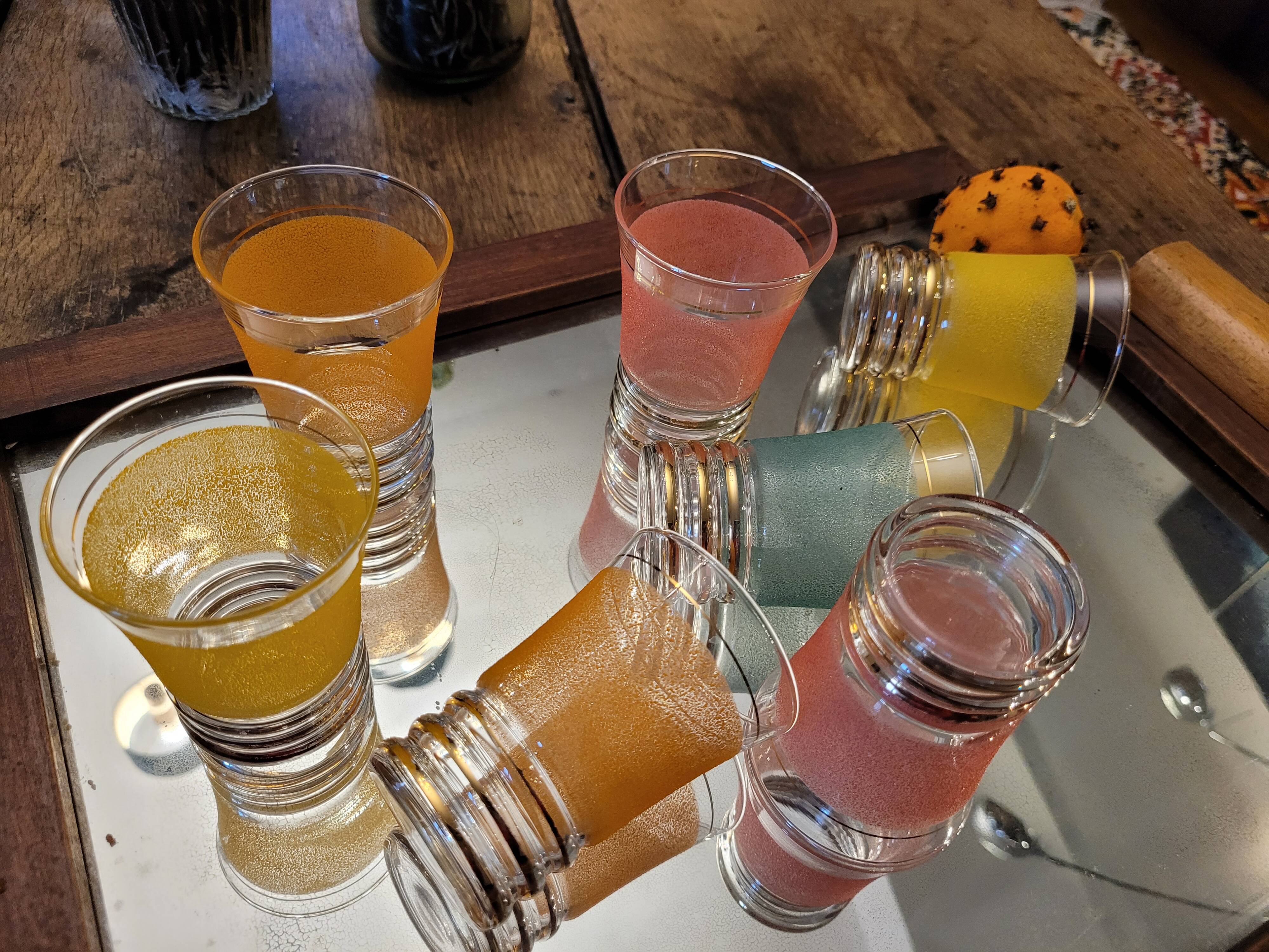 Colored granite glasses 60's