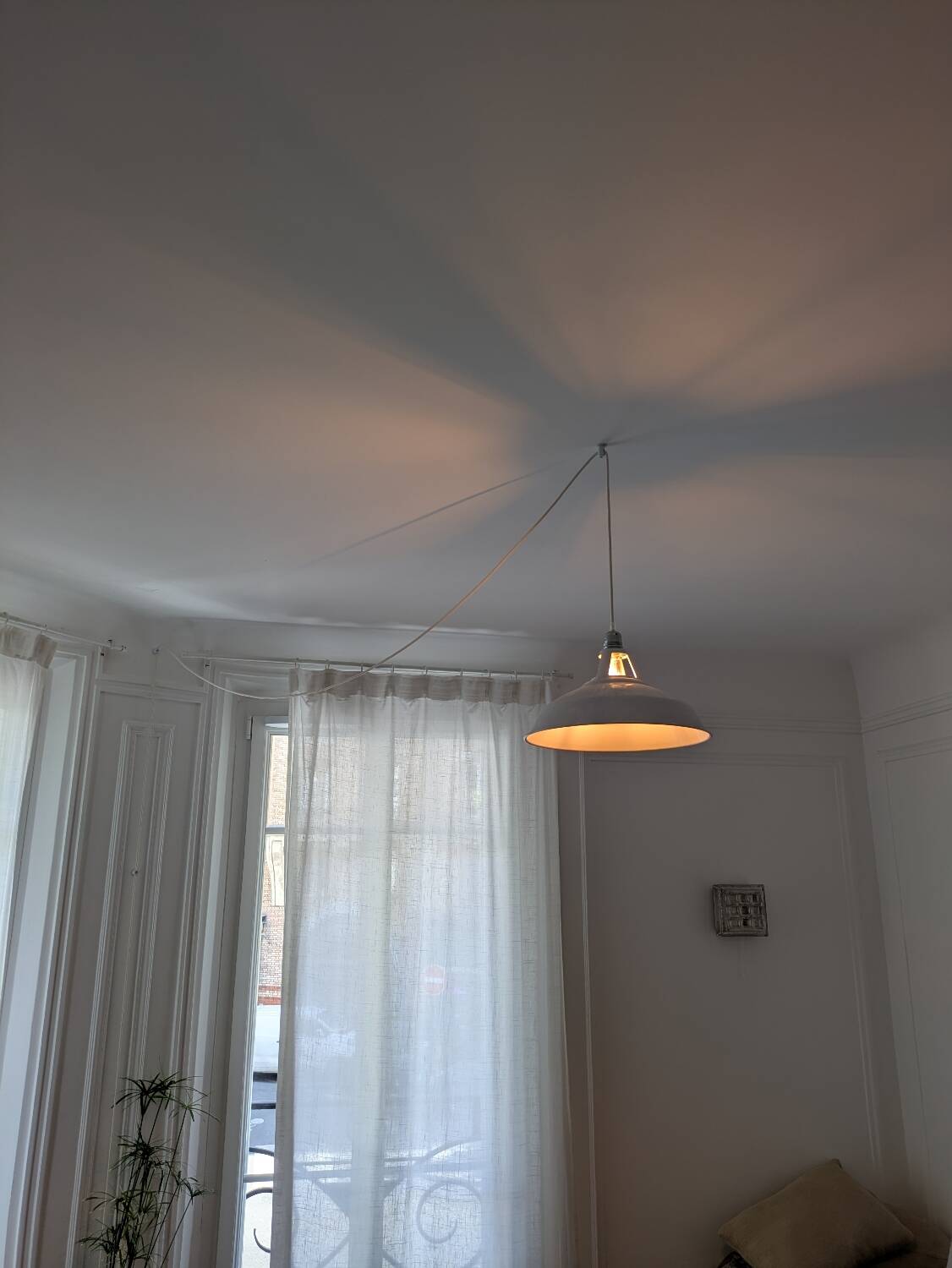 Industrial white metal pendant light