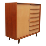 1950s chest of drawers bicolor maple/walnut