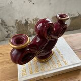 Vintage Vallauris red ceramic candlestick