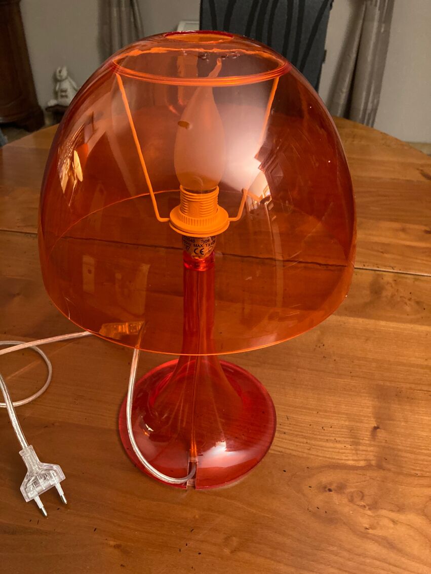 Lampe Boudet à poser transparente rouge H. 36cm | Selency