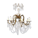 chandelier Crystal bronze dore rocaille style nineteenth pendants