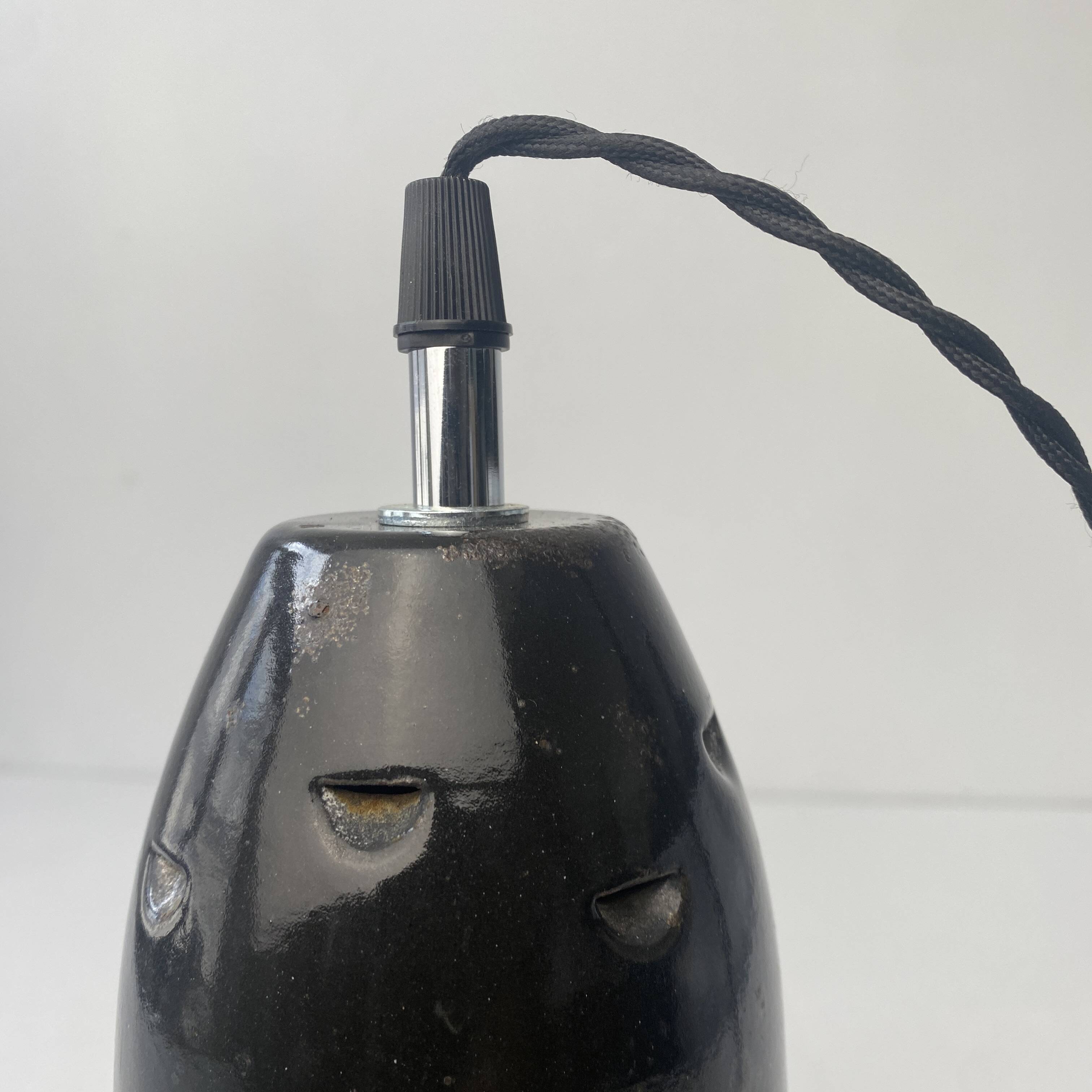 Old industrial pendant light in black enamel 40 cm