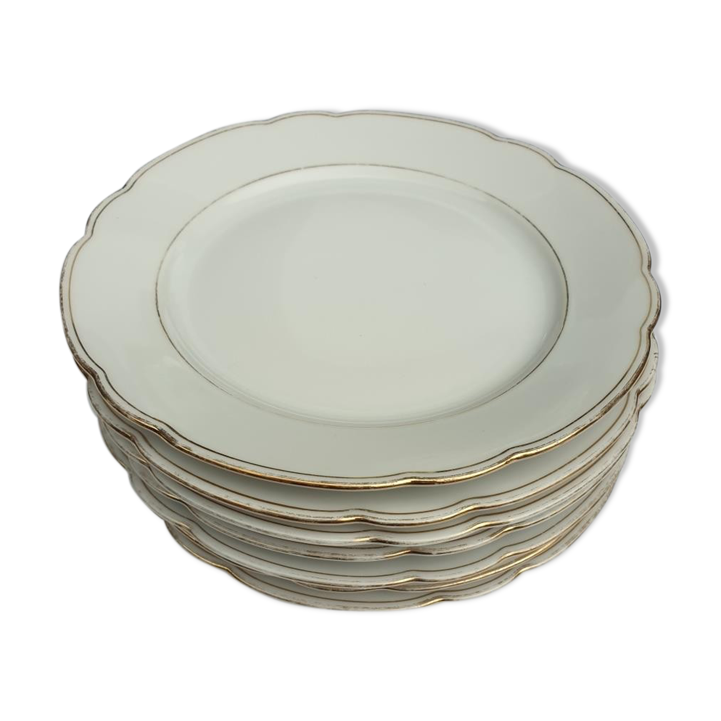 Set 7 plates porcelain gold fillets Seltmann Bavaria