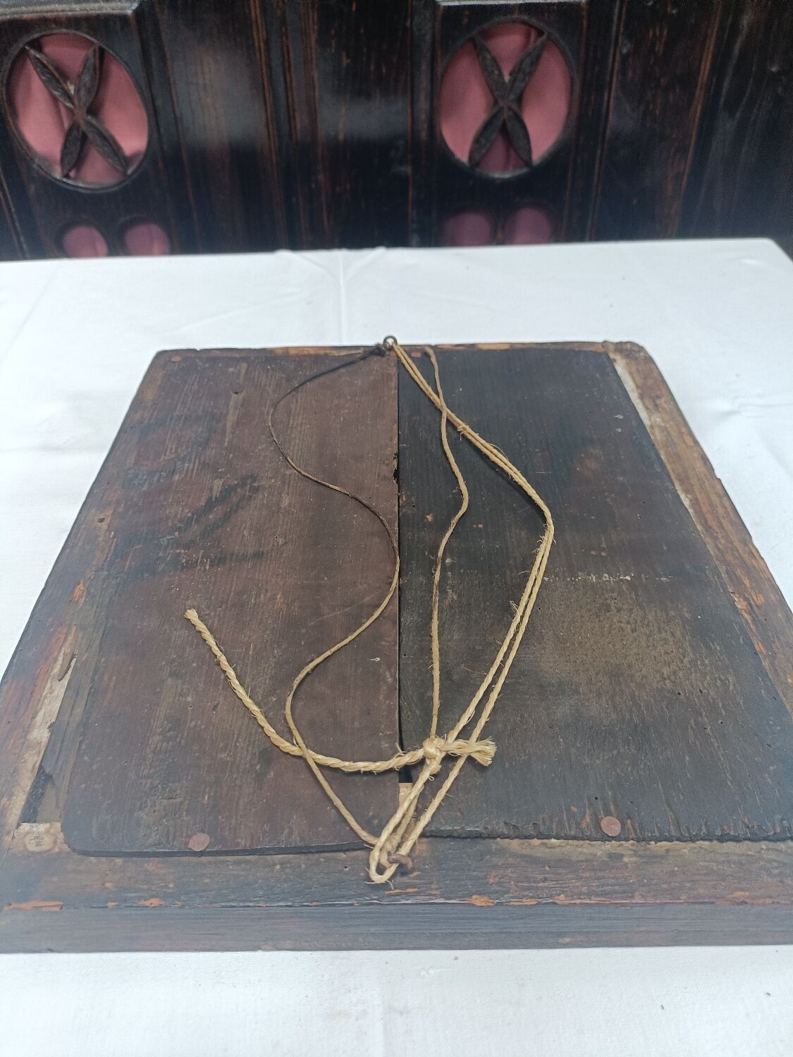 Small mirror in carved stucco wood, nineteenth, original ice