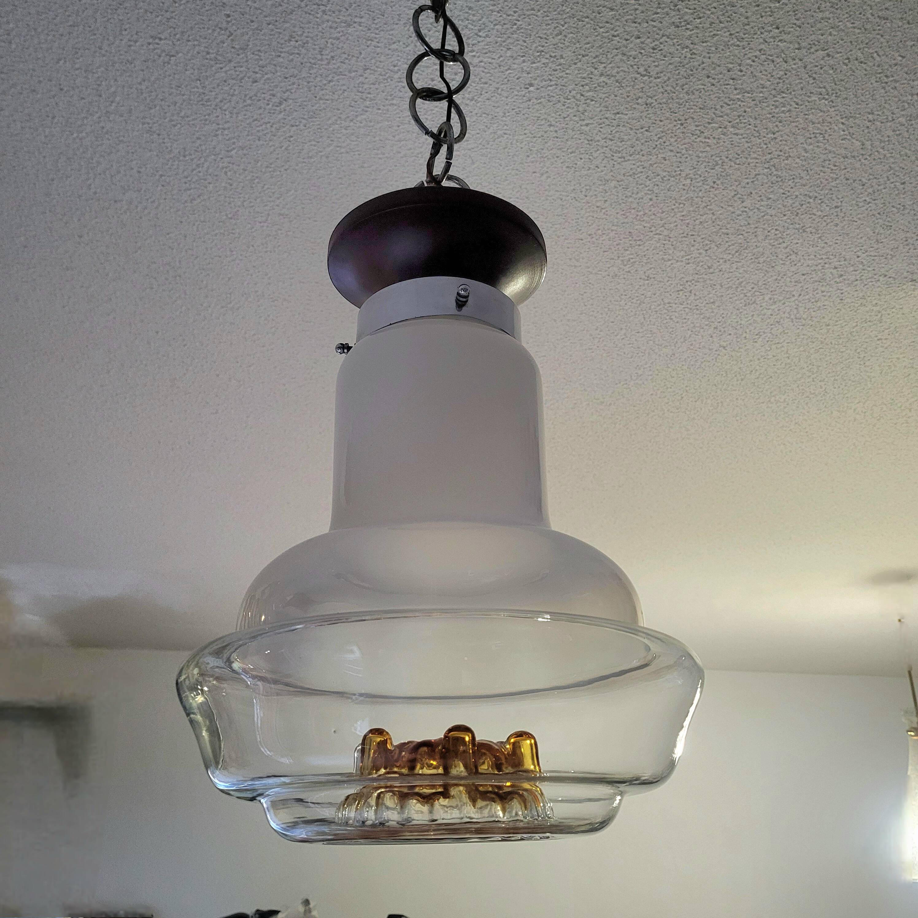 Murano glass mushroom pendant light by Mazzega Italy 1960.70