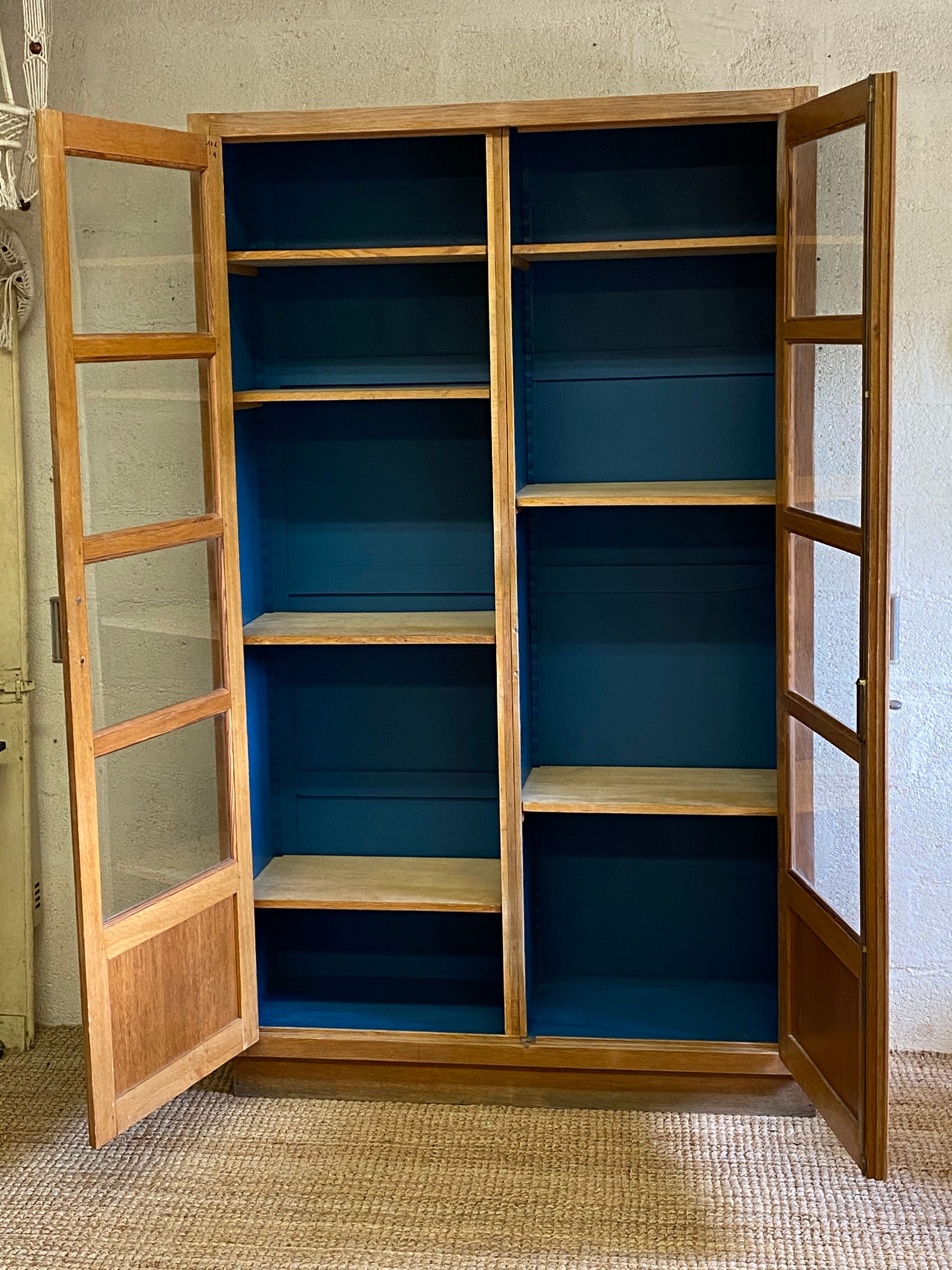 Oak university glass bookcase 1950