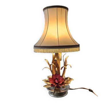 Large floral lamp by Hans Kögl in gold metal, 1970s.