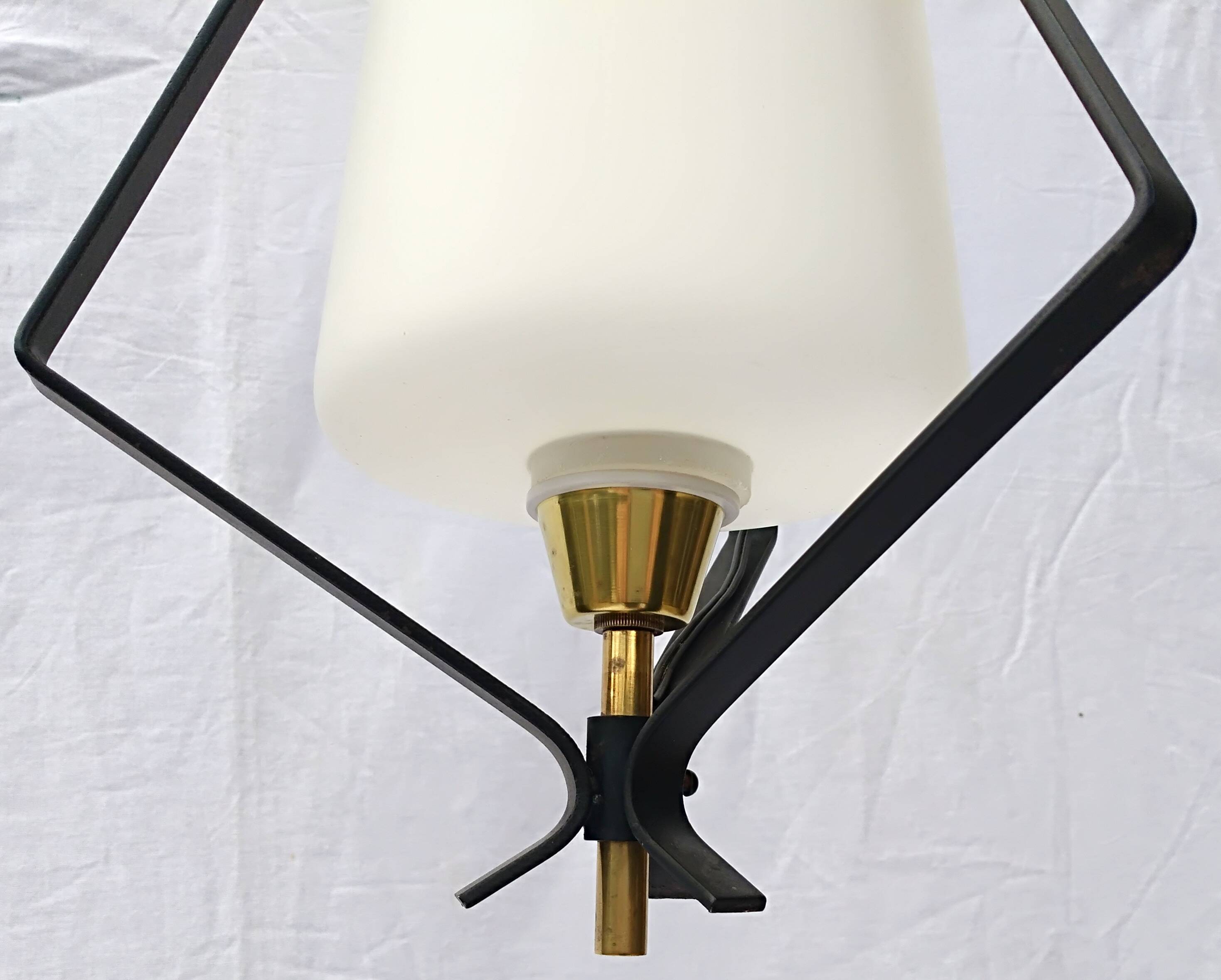 Small 60s metal and opaline light fixture