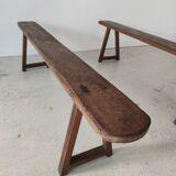 Pair of solid oak benches