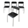 Bauhaus-style tubular steel chairs with black faux leather upholstery, Italian modernist dining room