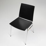 21th Century black design chair with wooden seat, Belgium