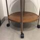 Round vintage foldable wooden and brass server