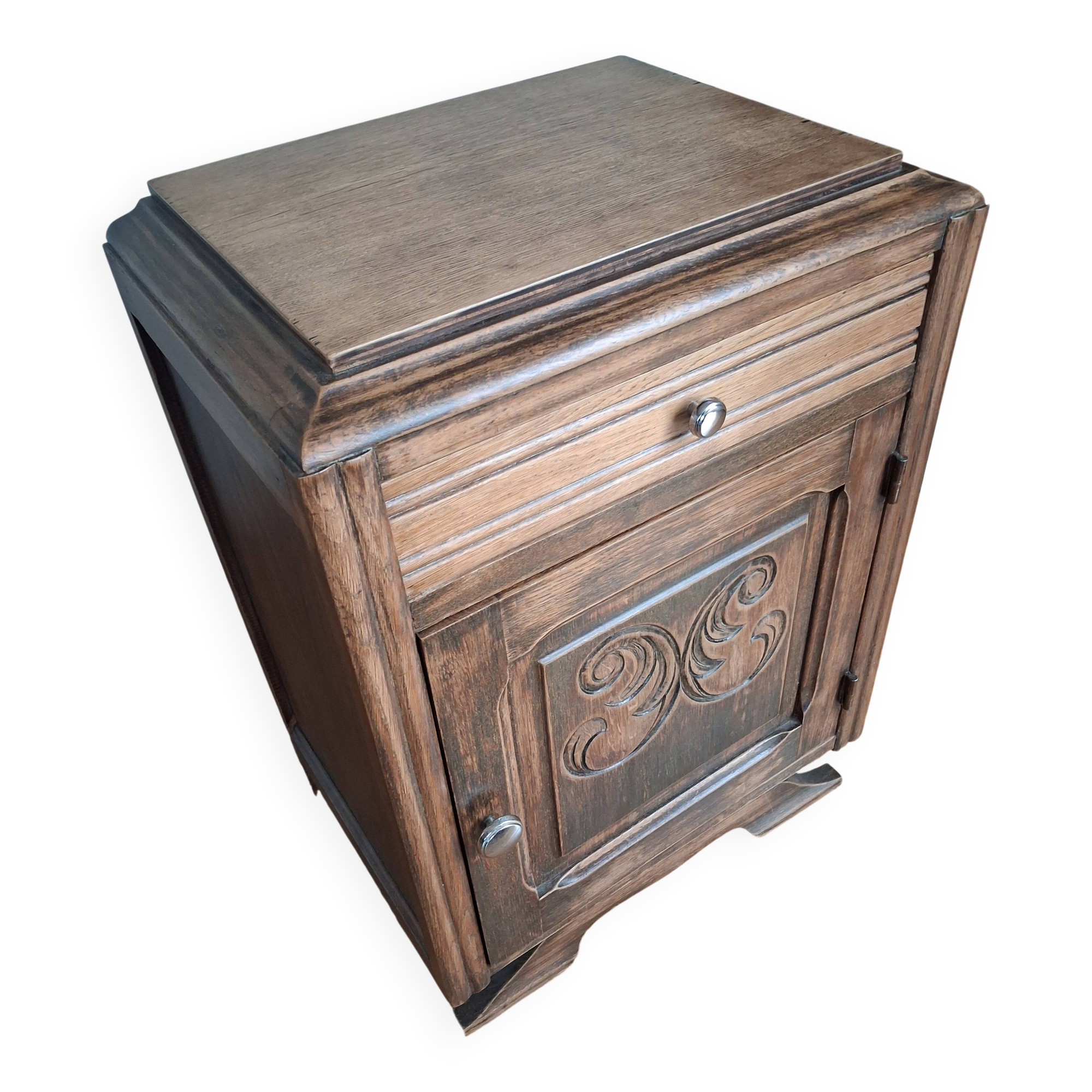 Solid oak bedside table